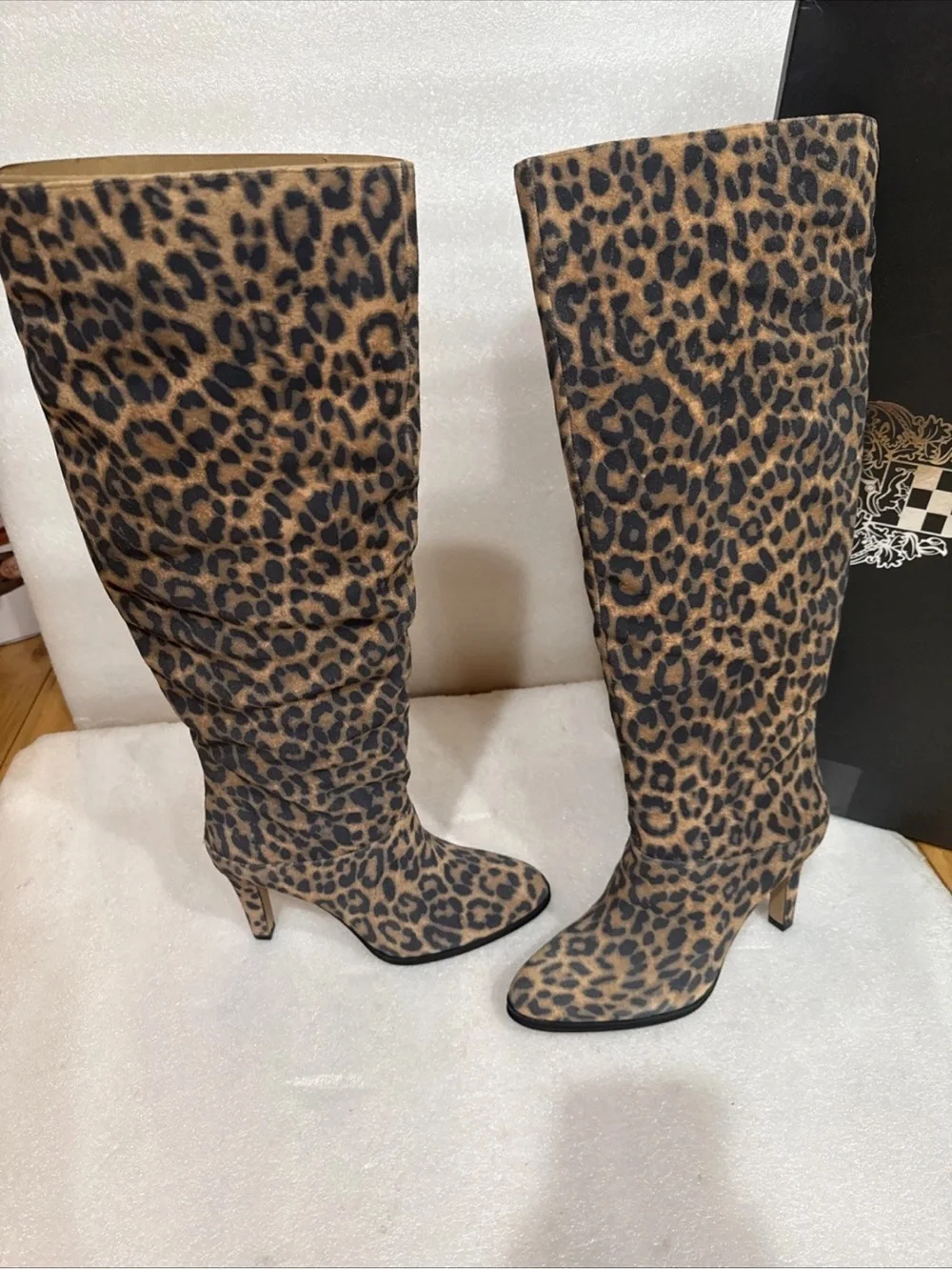 Vince Camuto Sorina Slouchy Knee High Boot, Camel Wide Calf New